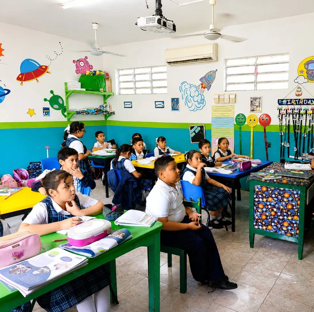 Estudiantes de Primaria de Colegio Latino participando en clase